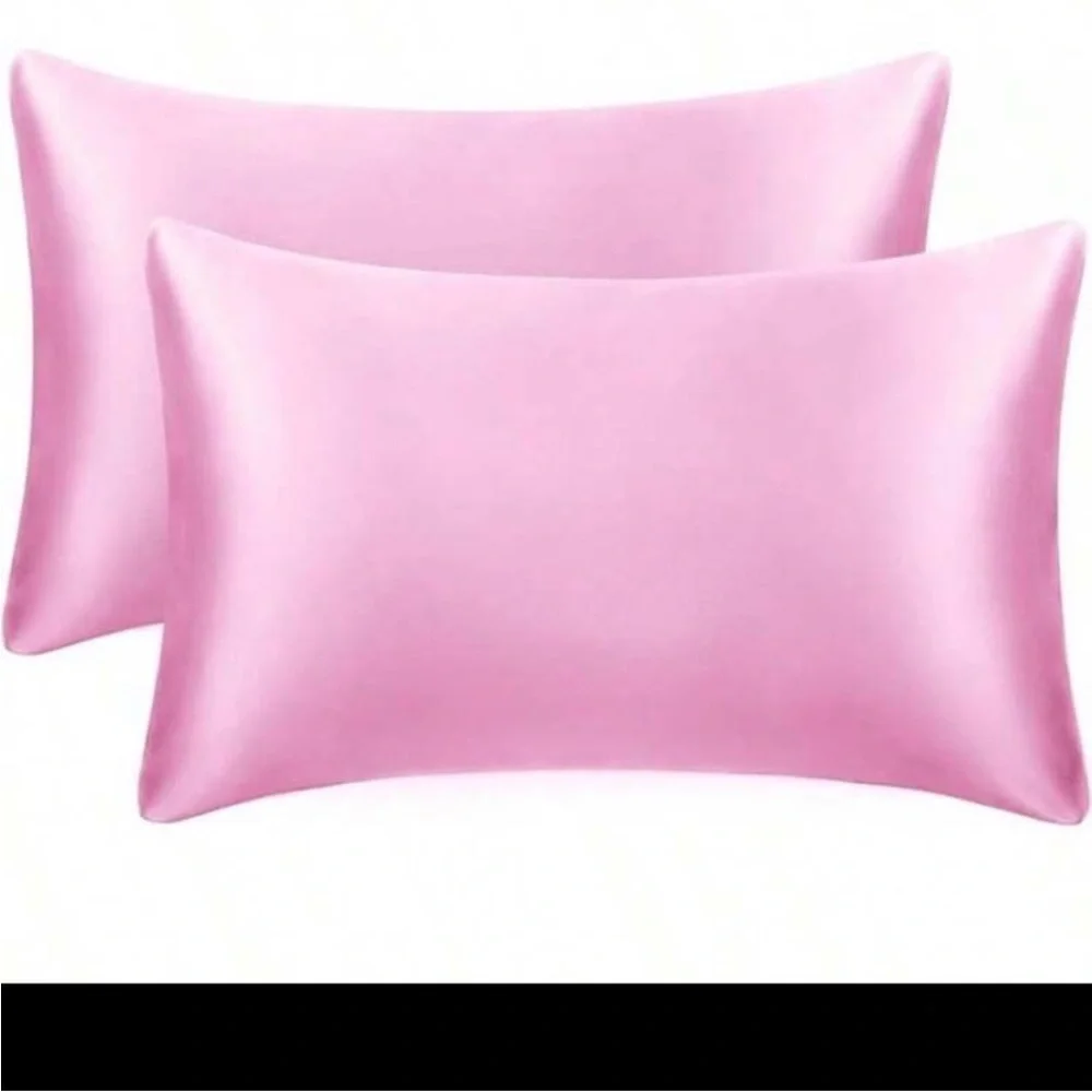 Pink Satin Queen Pillowcases Set of 2